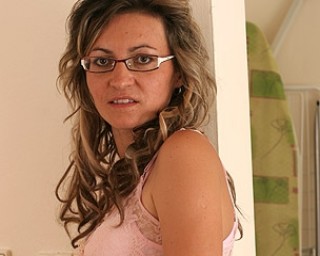 Naughty housewife getting her pussy wet